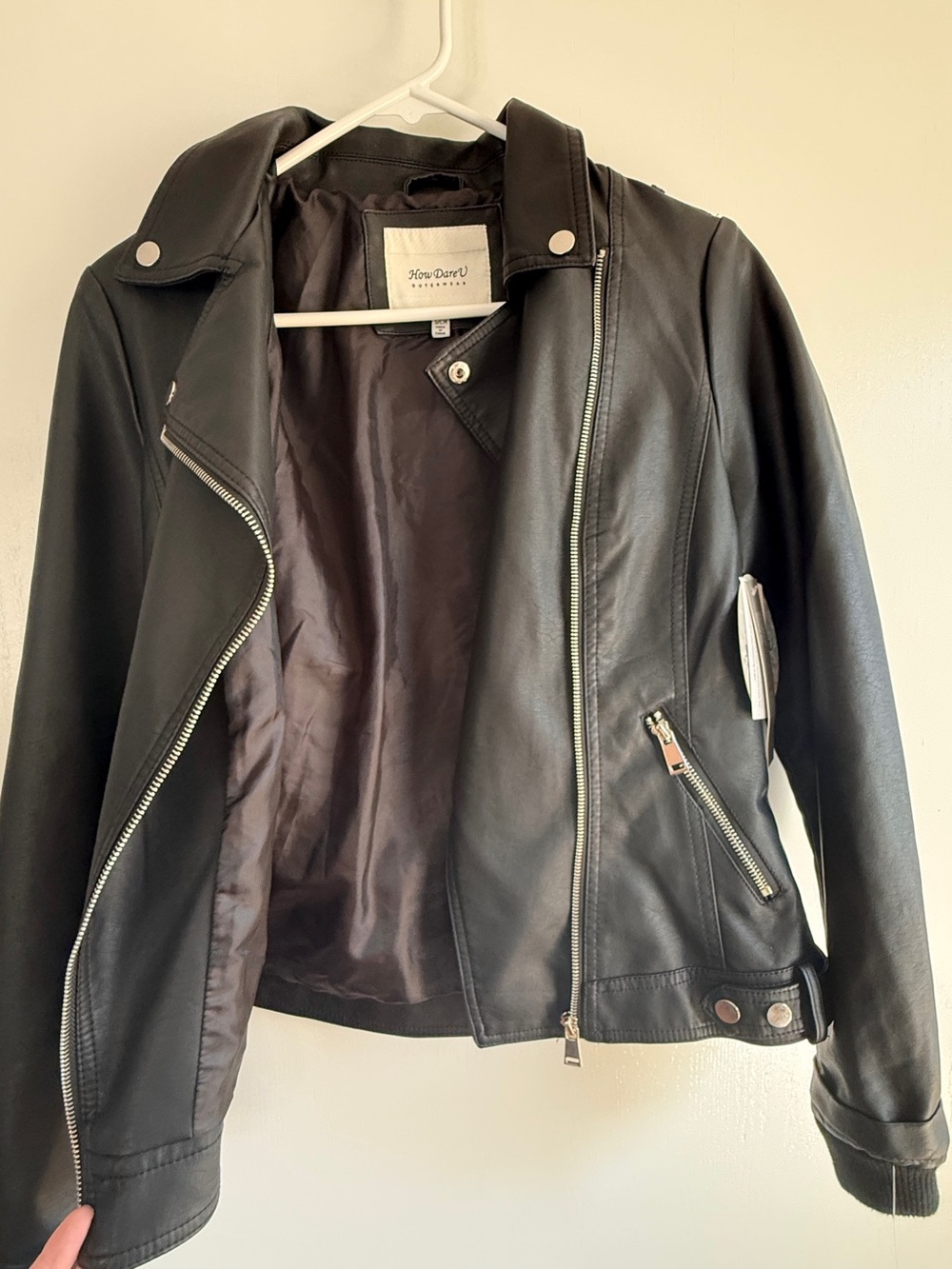 Women's Black Faux Leather Moto Jacket NWT
